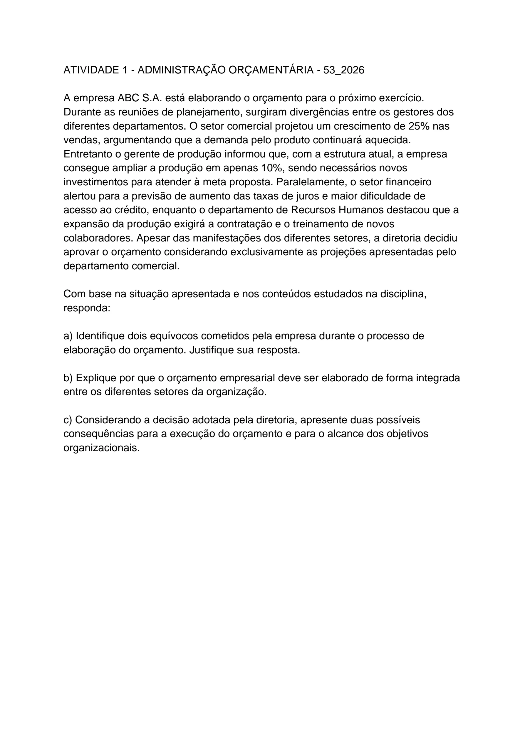ATIVIDADE 1   ADMINISTRAÇÃO ORÇAMENTÁRIA   53 2026